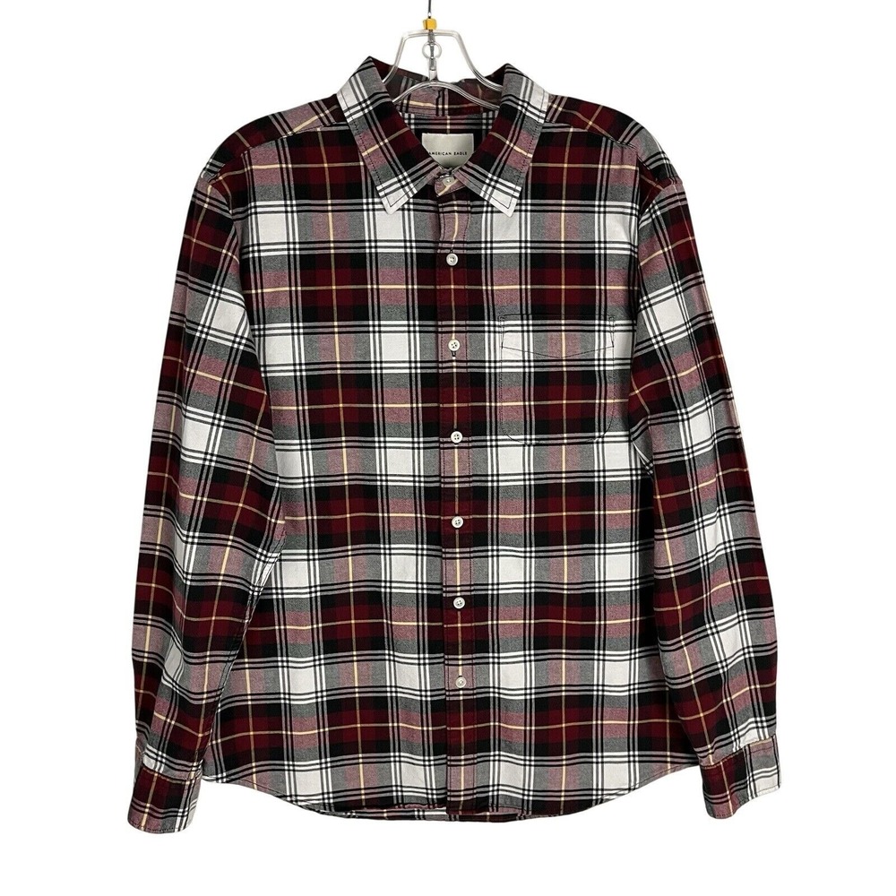 American Eagle Outfitters Classic Fit Plaid Flannel Red Shirt Men's Size L